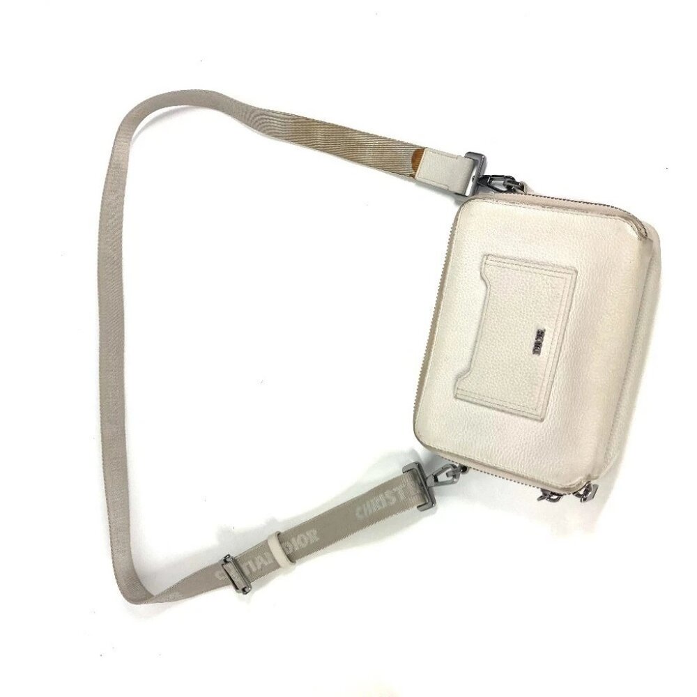 Dior logo Crossbody bag Shoulder Bag Leather IvoryBased - Picture 4 of 13